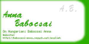 anna babocsai business card